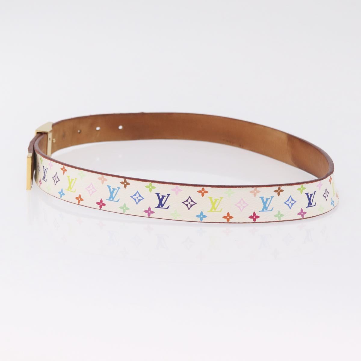 LOUIS VUITTON Bag Charm Belt metal 4 Set White Silver LV Auth bs37642