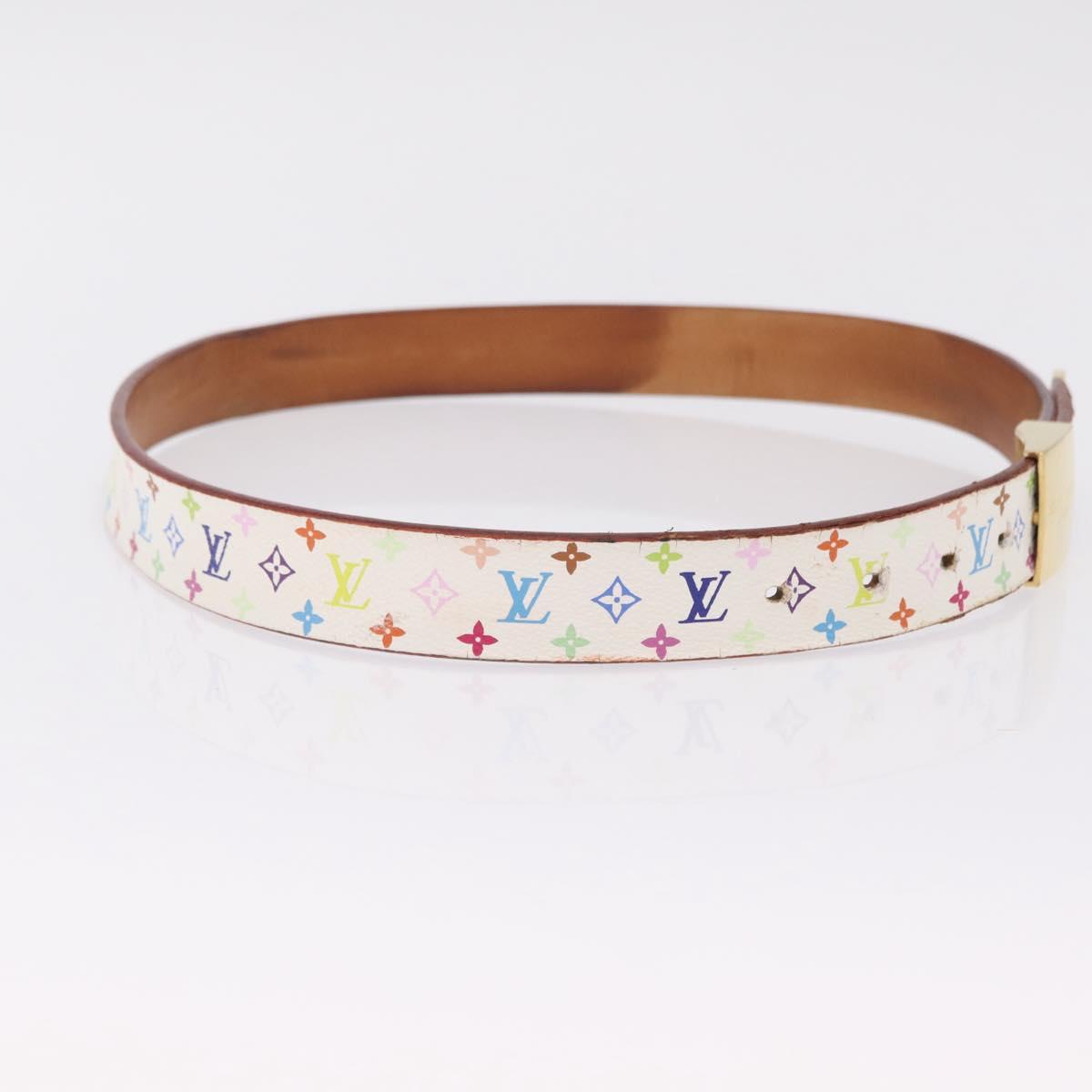 LOUIS VUITTON Bag Charm Belt metal 4 Set White Silver LV Auth bs37642