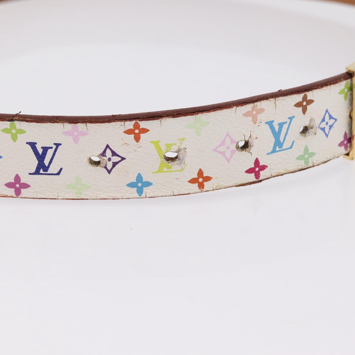 LOUIS VUITTON Bag Charm Belt metal 4 Set White Silver LV Auth bs37642