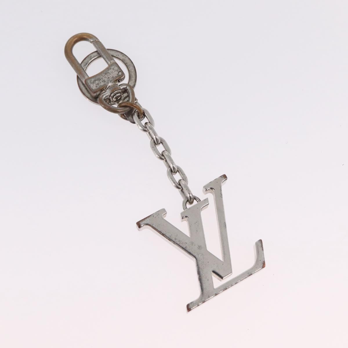 LOUIS VUITTON Bag Charm Belt metal 4 Set White Silver LV Auth bs37642
