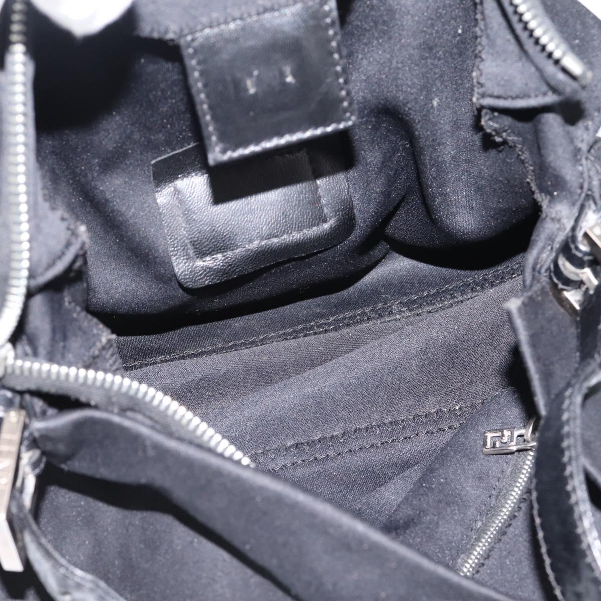 FENDI Mamma Baguette Shoulder Bag Cotton Jersey Black Silver Auth bs37644