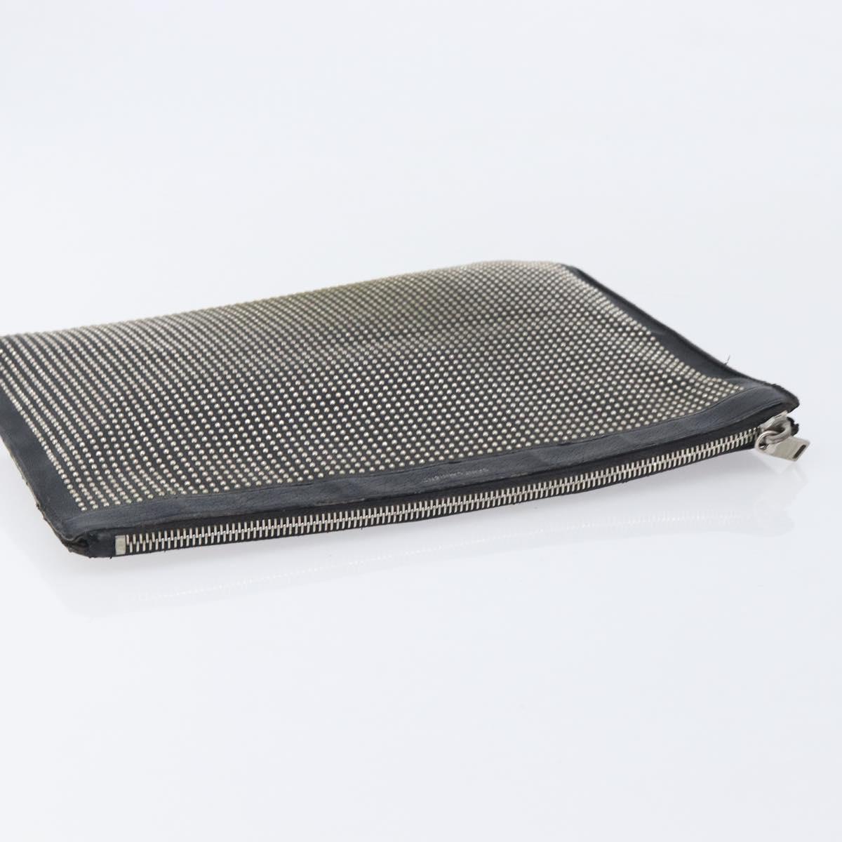 Saint Laurent Clutch Bag Leather Black Silver Auth bs37645