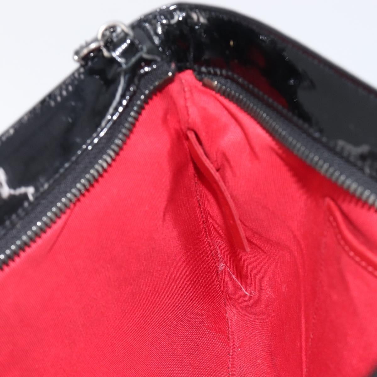 Christian Louboutin Shoulder Bag Patent leather Black Silver Auth bs37646