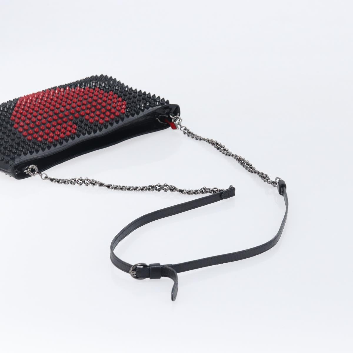 Christian Louboutin Shoulder Bag Patent leather Black Silver Auth bs37646