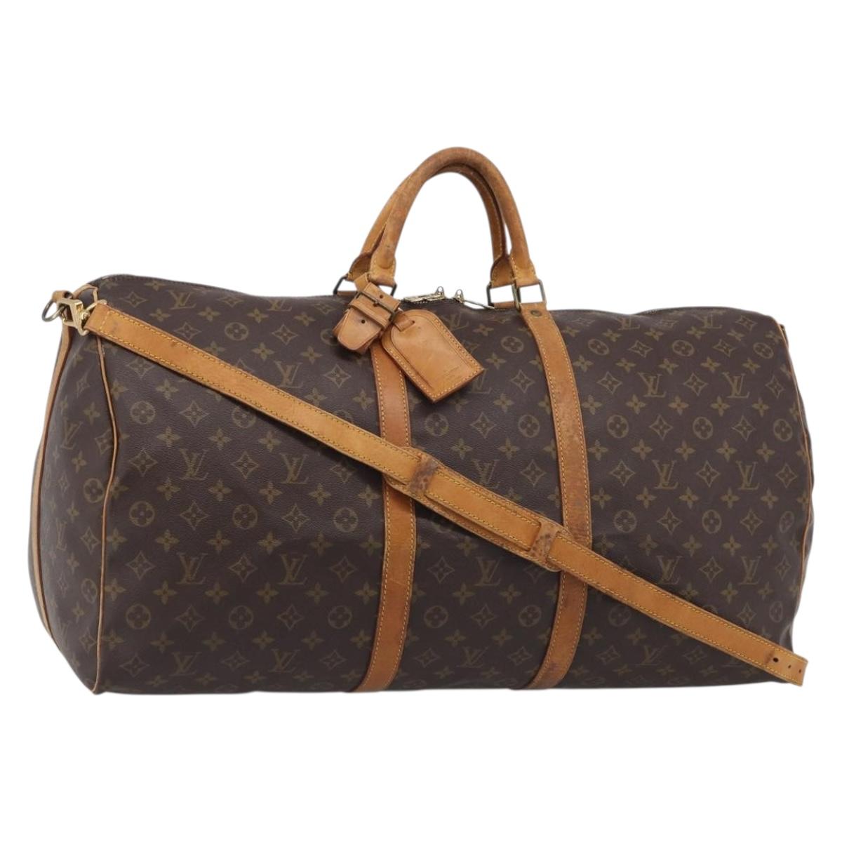 LOUIS VUITTON Monogram Keepall Bandouliere 60 Boston Bag M41412 LV Auth bs37648