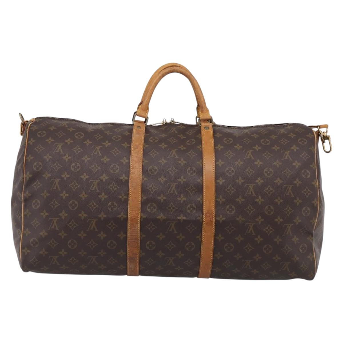 LOUIS VUITTON Monogram Keepall Bandouliere 60 Boston Bag M41412 LV Auth bs37648