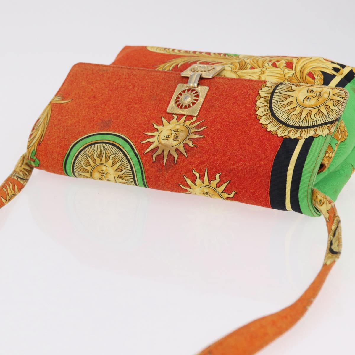 Gianni Versace Shoulder Bag Canvas Orange Gold Auth bs37650