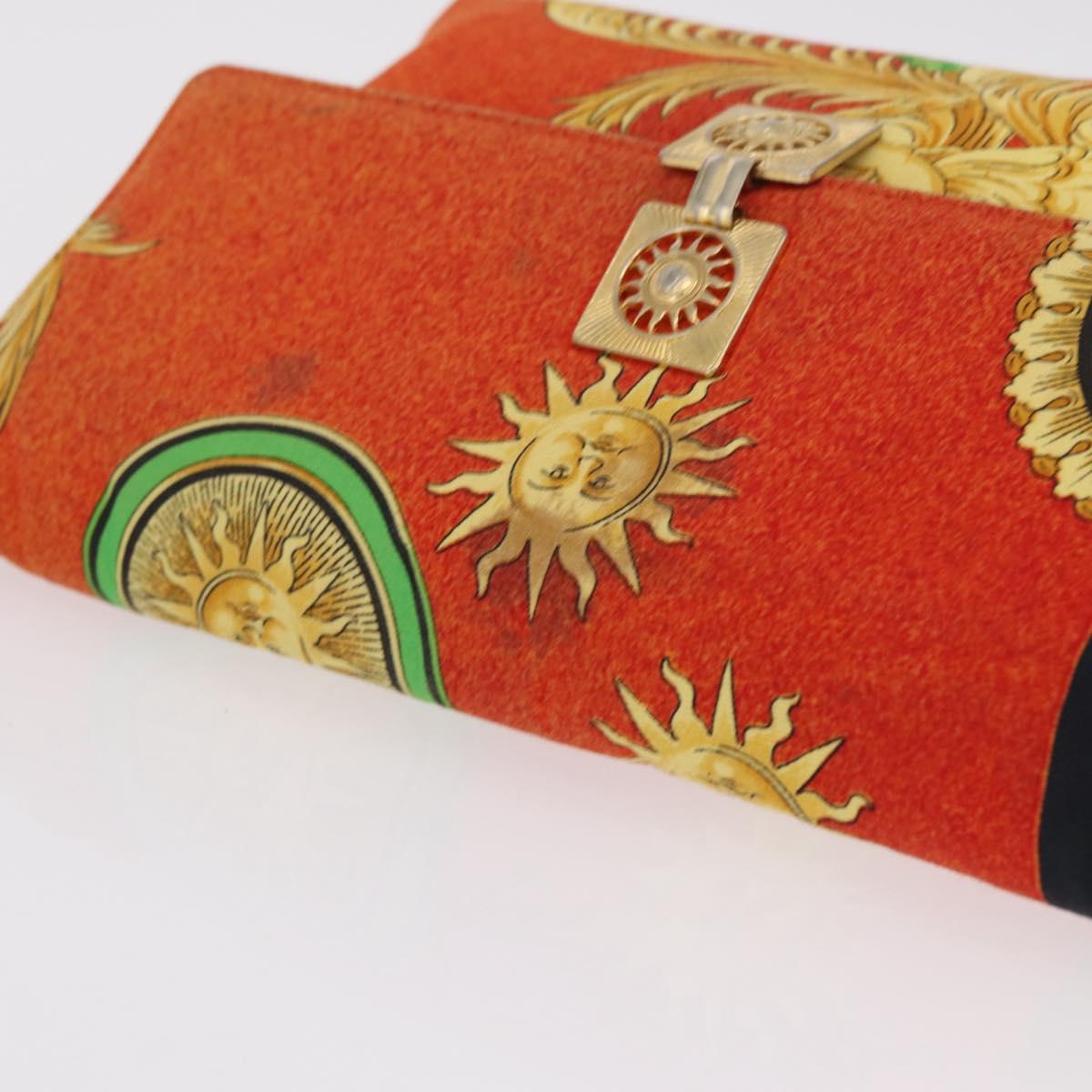 Gianni Versace Shoulder Bag Canvas Orange Gold Auth bs37650