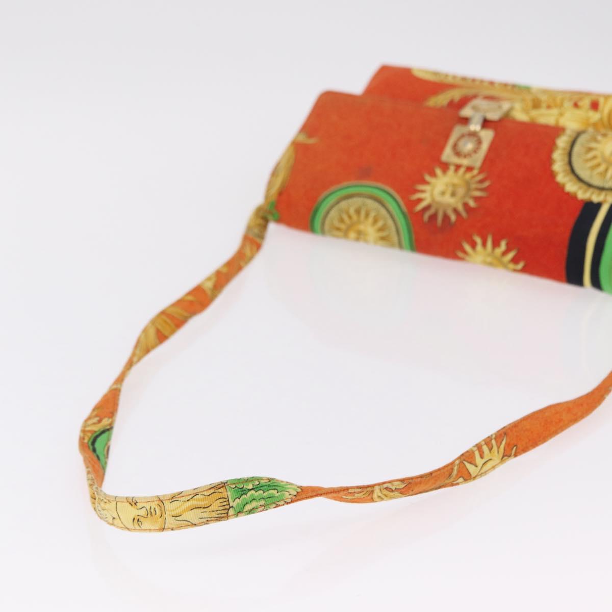 Gianni Versace Shoulder Bag Canvas Orange Gold Auth bs37650