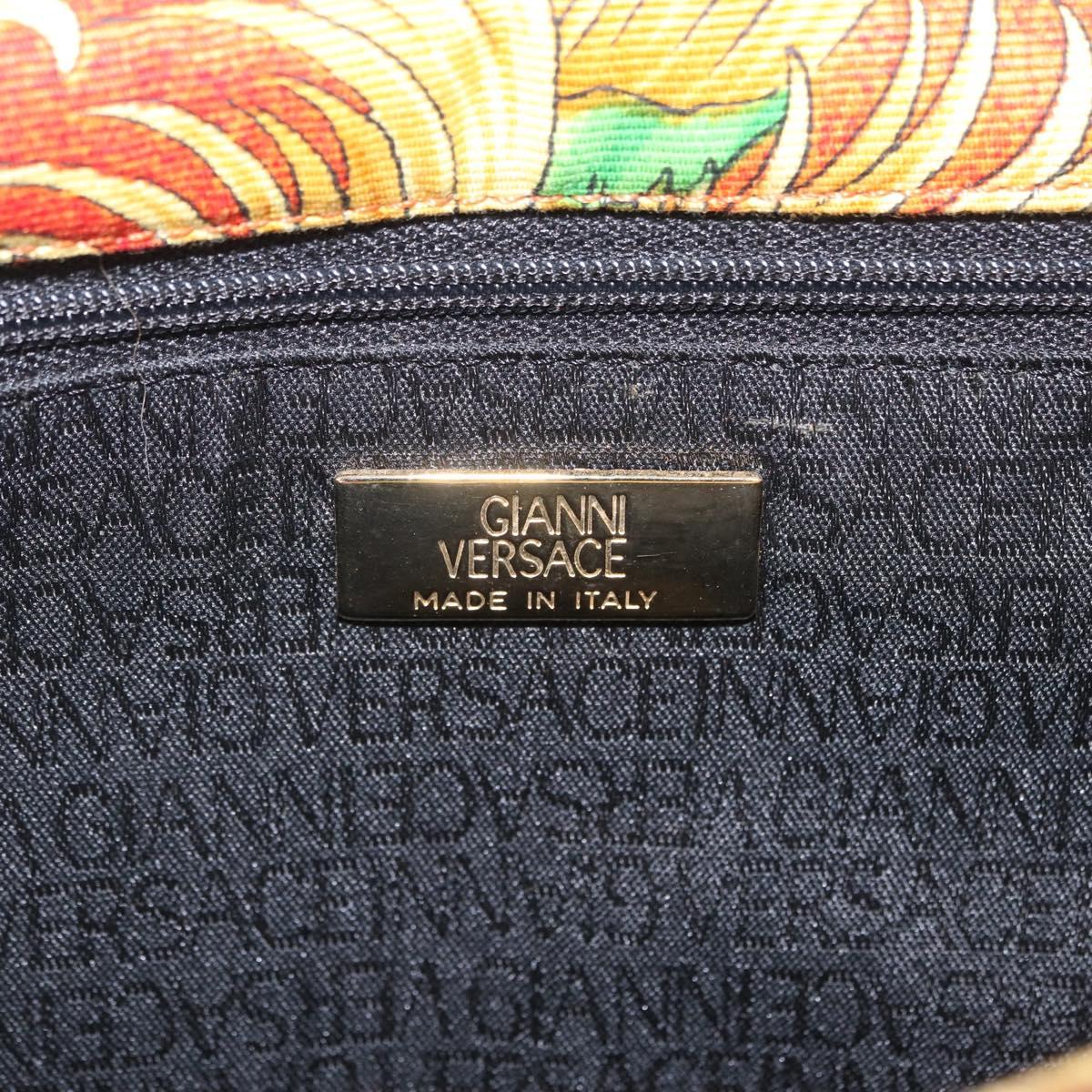 Gianni Versace Shoulder Bag Canvas Orange Gold Auth bs37650