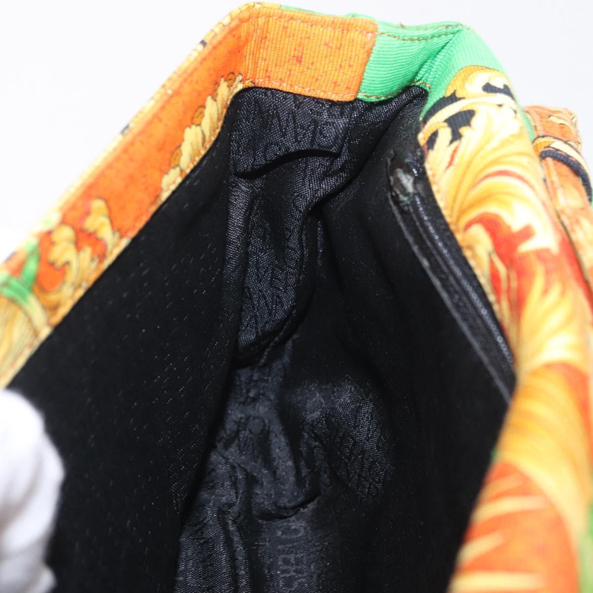 Gianni Versace Shoulder Bag Canvas Orange Gold Auth bs37650