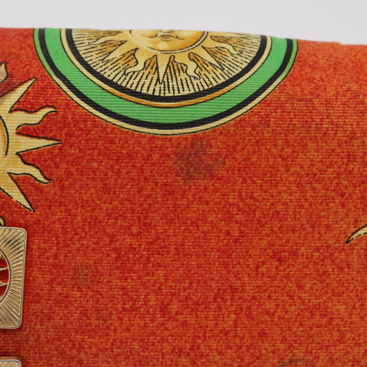Gianni Versace Shoulder Bag Canvas Orange Gold Auth bs37650