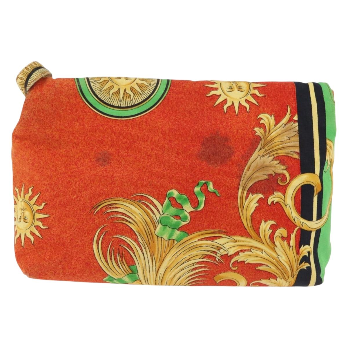 Gianni Versace Shoulder Bag Canvas Orange Gold Auth bs37650