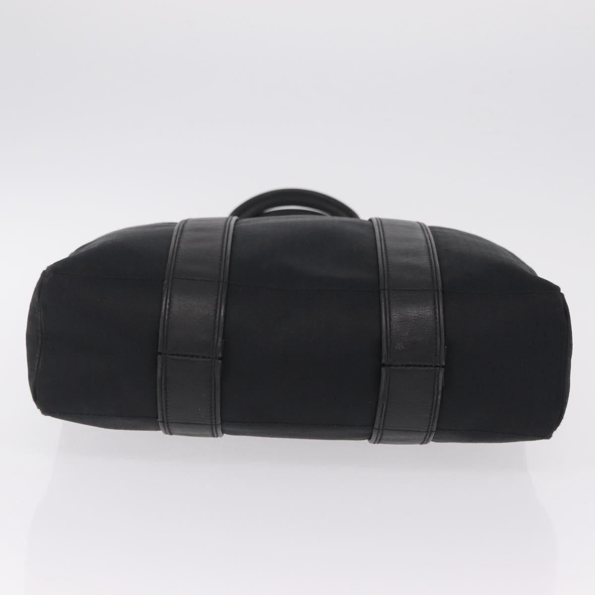 HERMES Acapulco Cabas MM Hand Bag Canvas Leather Black Silver Auth bs37652