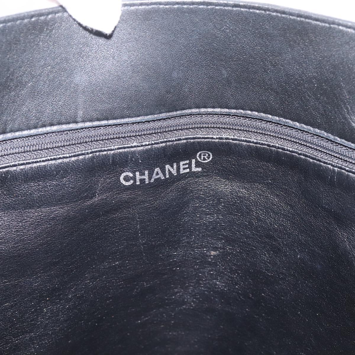 CHANEL Matelasse Tote Bag Lamb Skin Black Silver CC Auth bs37653