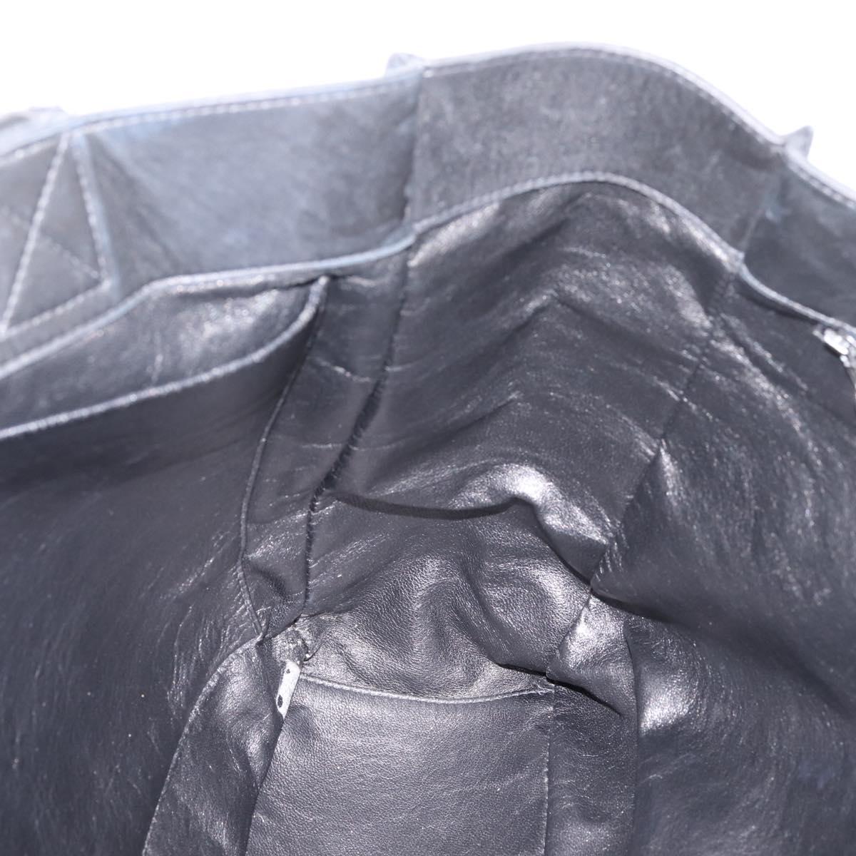 CHANEL Matelasse Tote Bag Lamb Skin Black Silver CC Auth bs37653