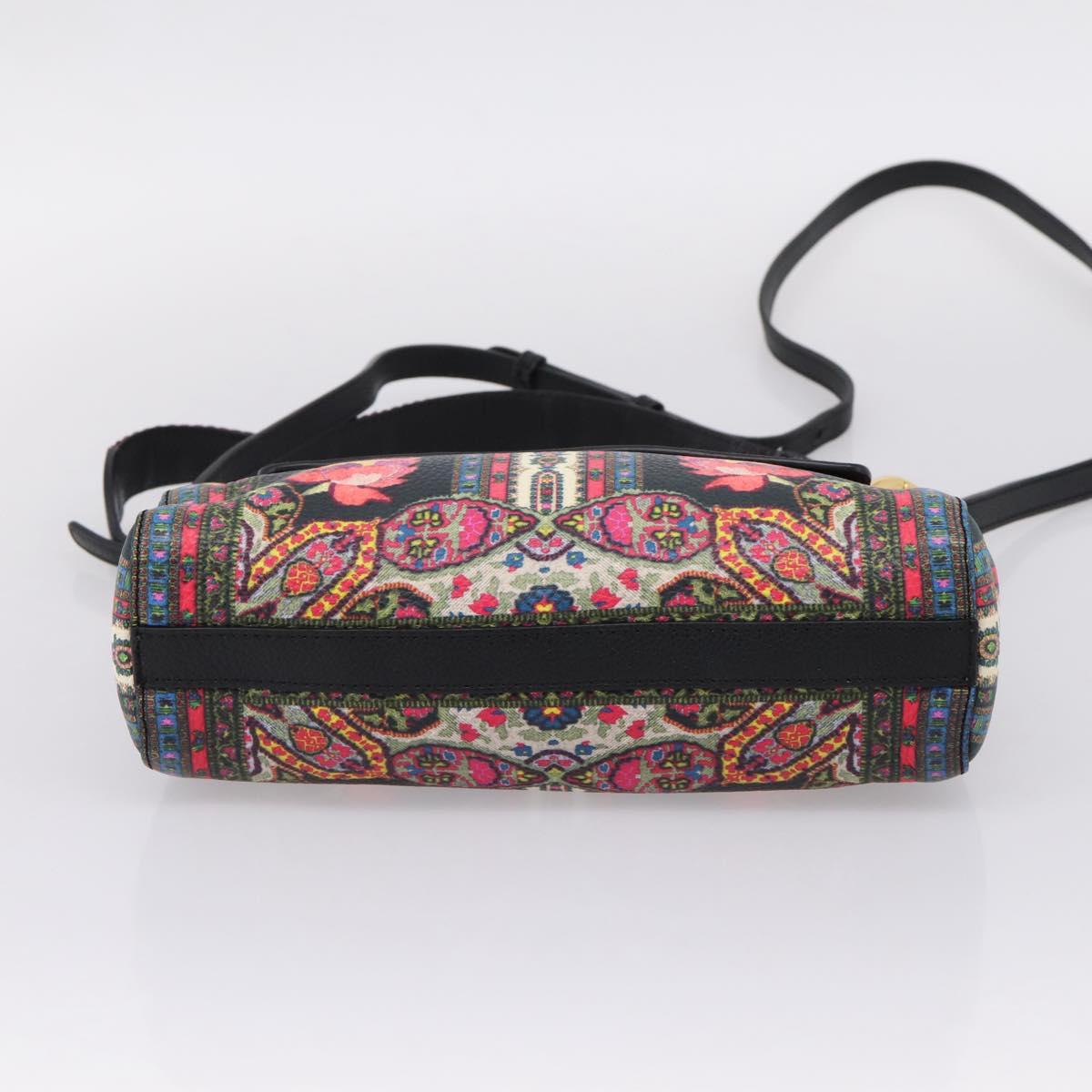 ETRO Shoulder Bag Leather 2way Black Gold Auth bs37654A