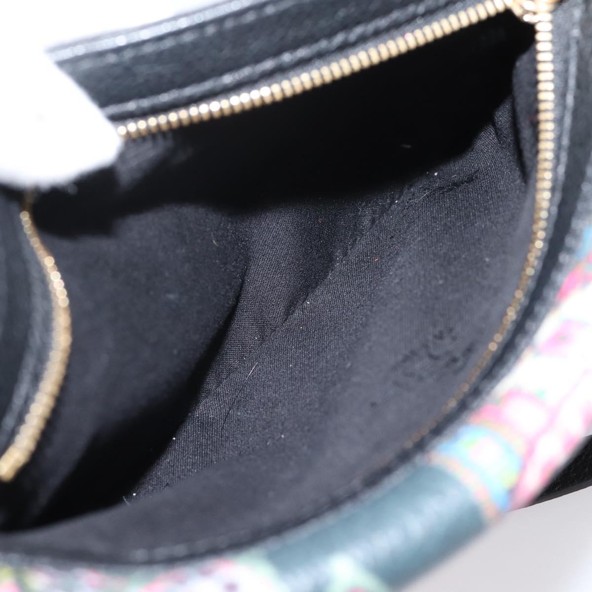 ETRO Shoulder Bag Leather 2way Black Gold Auth bs37654A