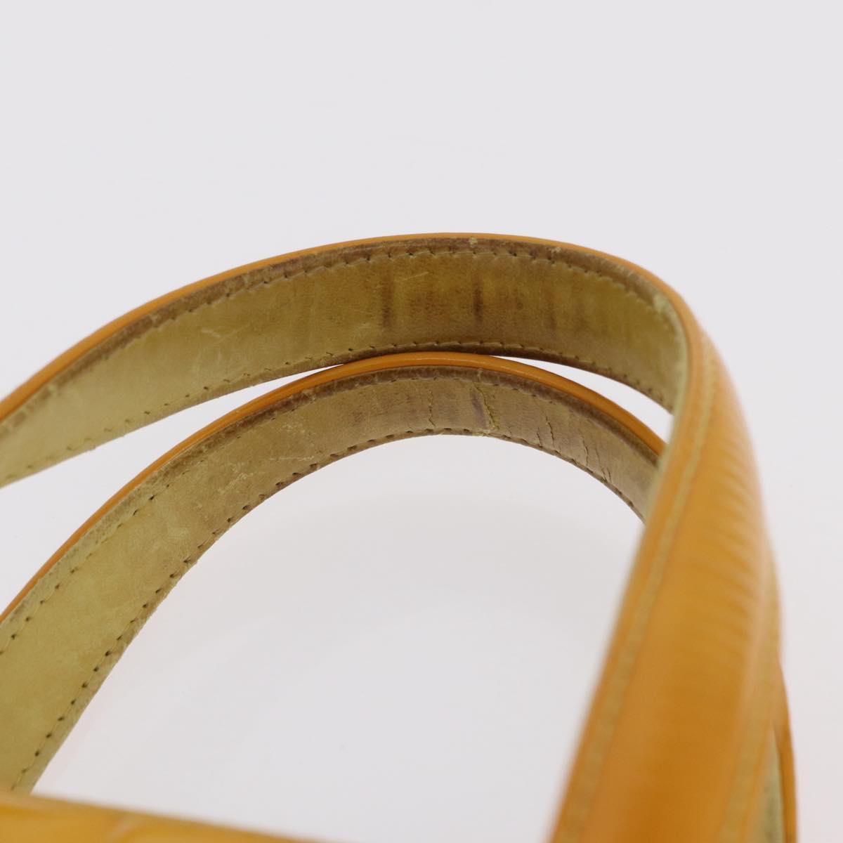 CHANEL Choco Bar Hand Bag Patent leather Yellow Gold CC Auth bs37655