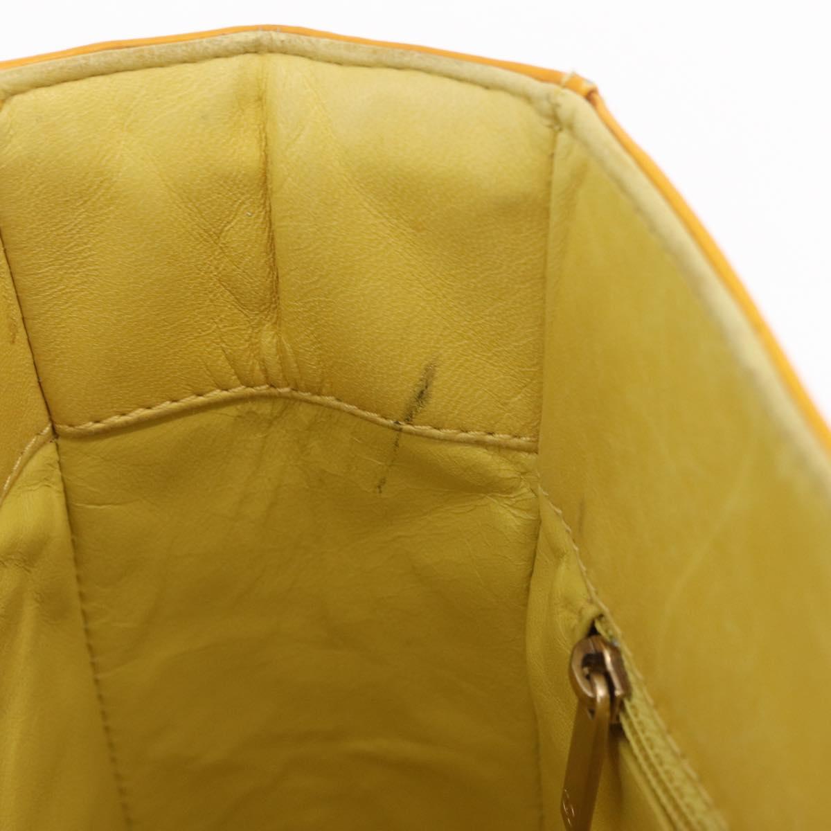 CHANEL Choco Bar Hand Bag Patent leather Yellow Gold CC Auth bs37655