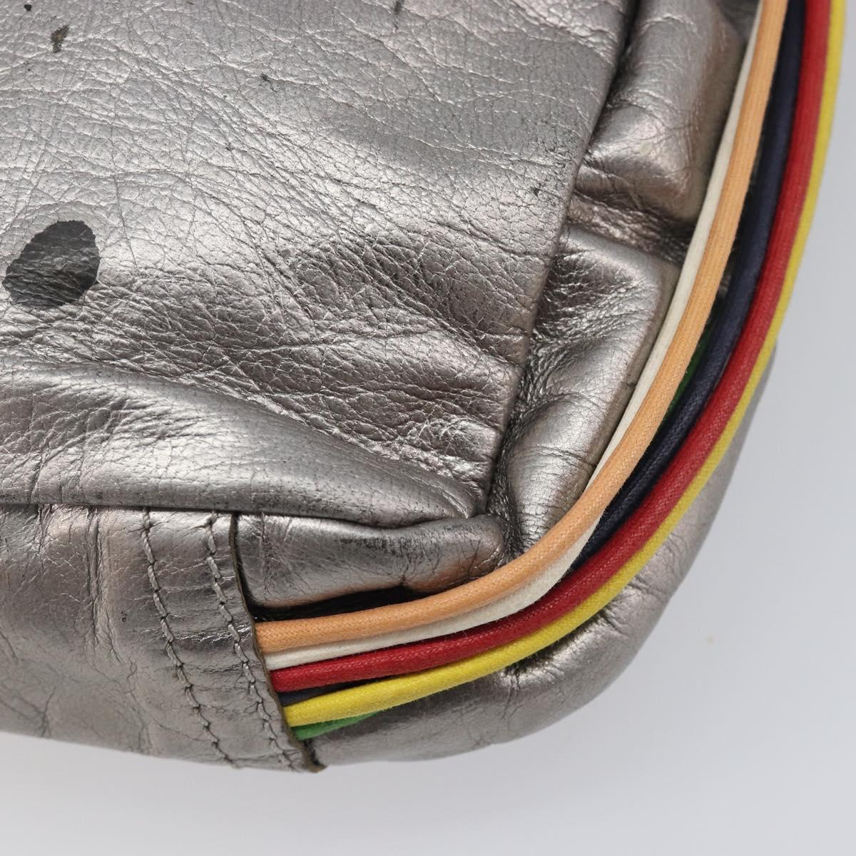 LOEWE Shoulder Bag Leather Silver Auth bs37665