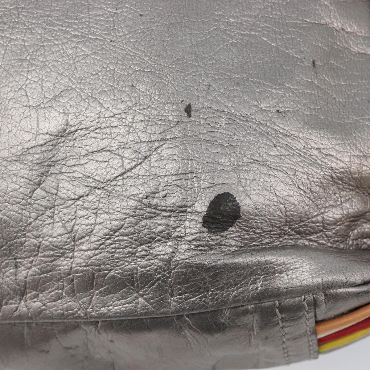 LOEWE Shoulder Bag Leather Silver Auth bs37665