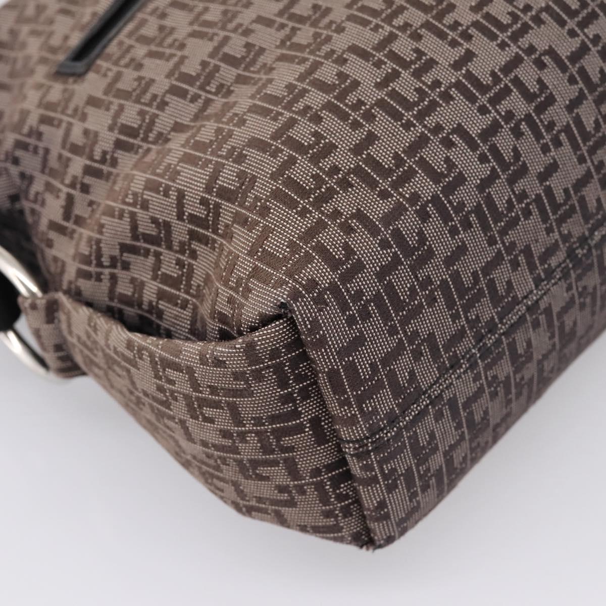 LOEWE Shoulder Bag Canvas Gray Silver Auth bs37666A