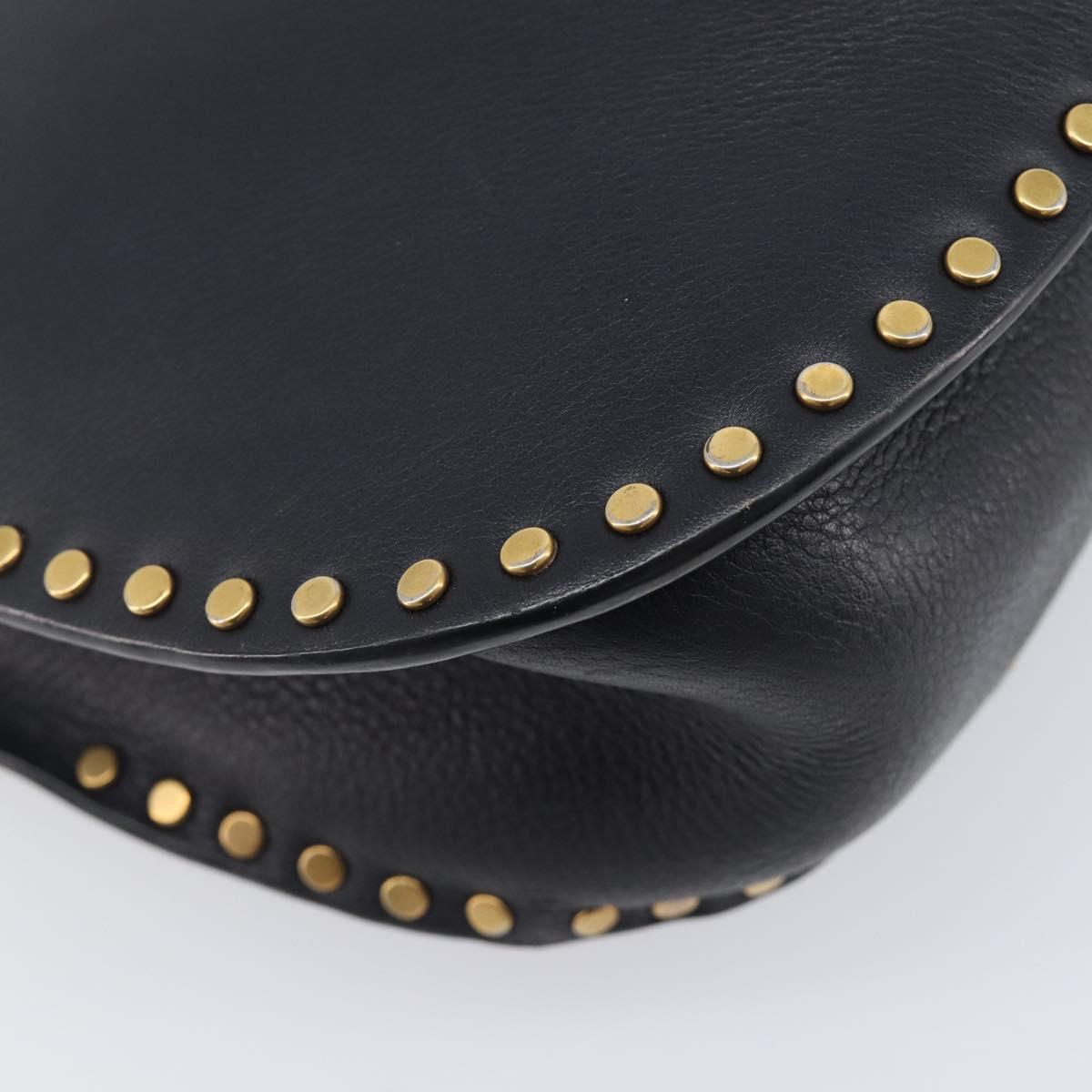 Chloe Hudson Shoulder Bag Leather Black Gold Auth bs37667A