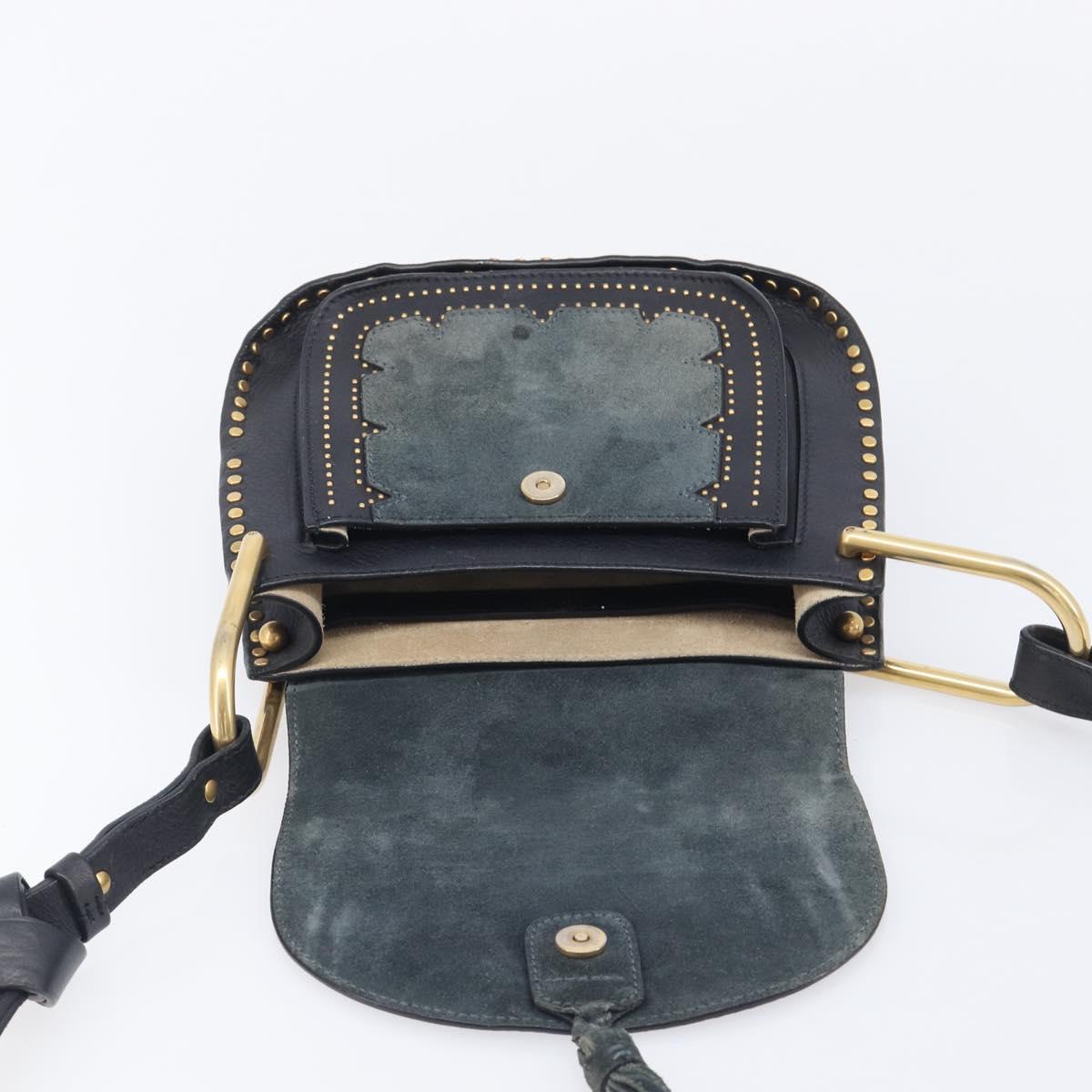 Chloe Hudson Shoulder Bag Leather Black Gold Auth bs37667A