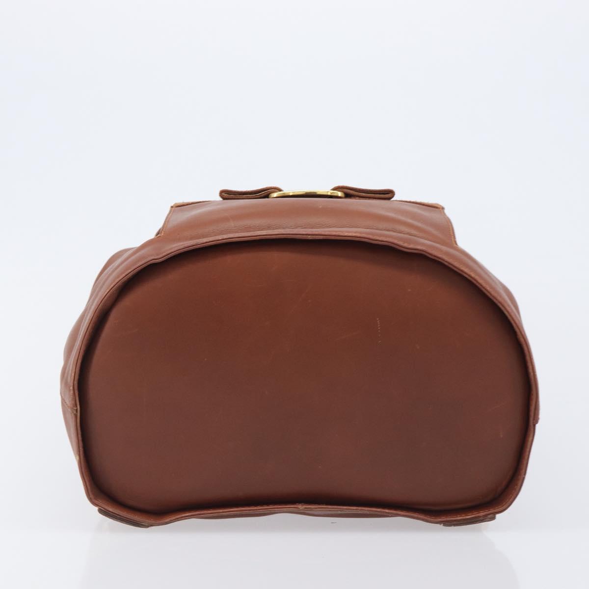 Salvatore Ferragamo Vala Backpack Leather Brown Gold Auth bs37669