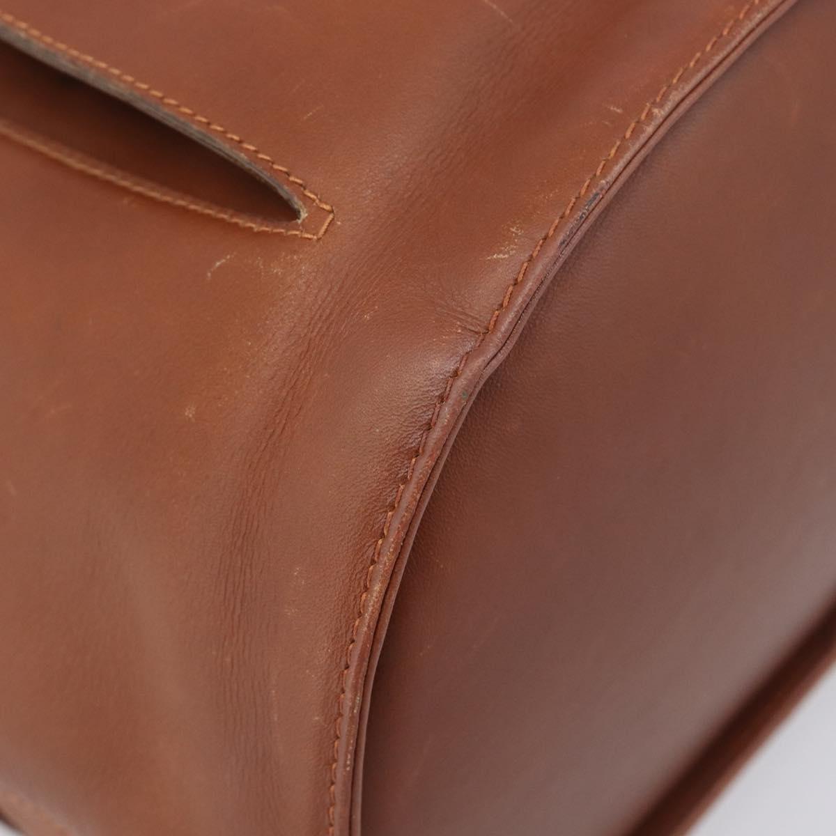 Salvatore Ferragamo Vala Backpack Leather Brown Gold Auth bs37669