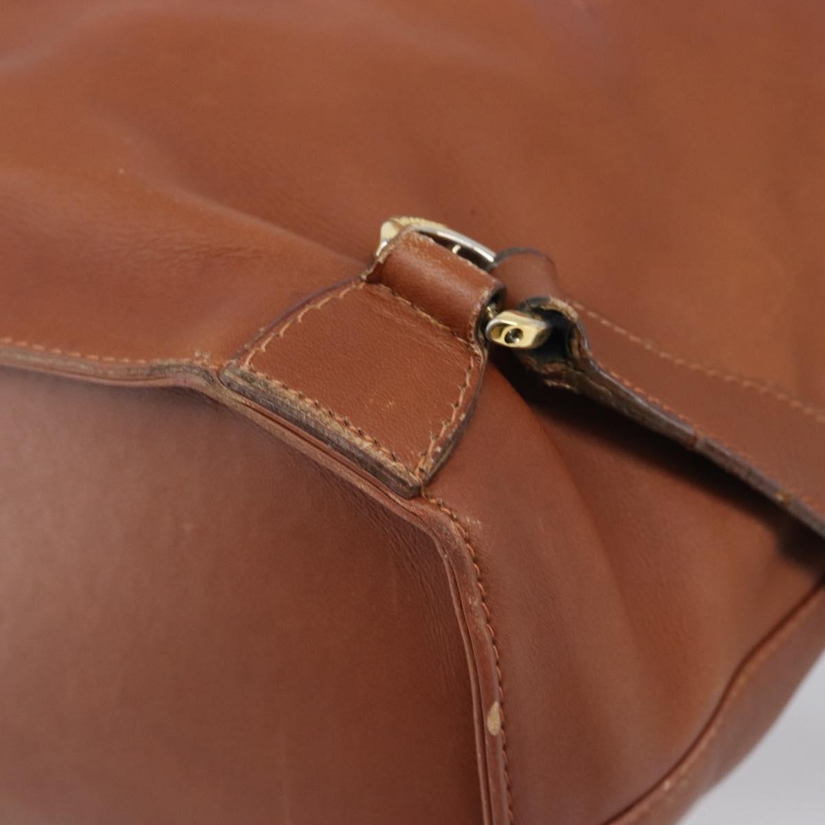 Salvatore Ferragamo Vala Backpack Leather Brown Gold Auth bs37669