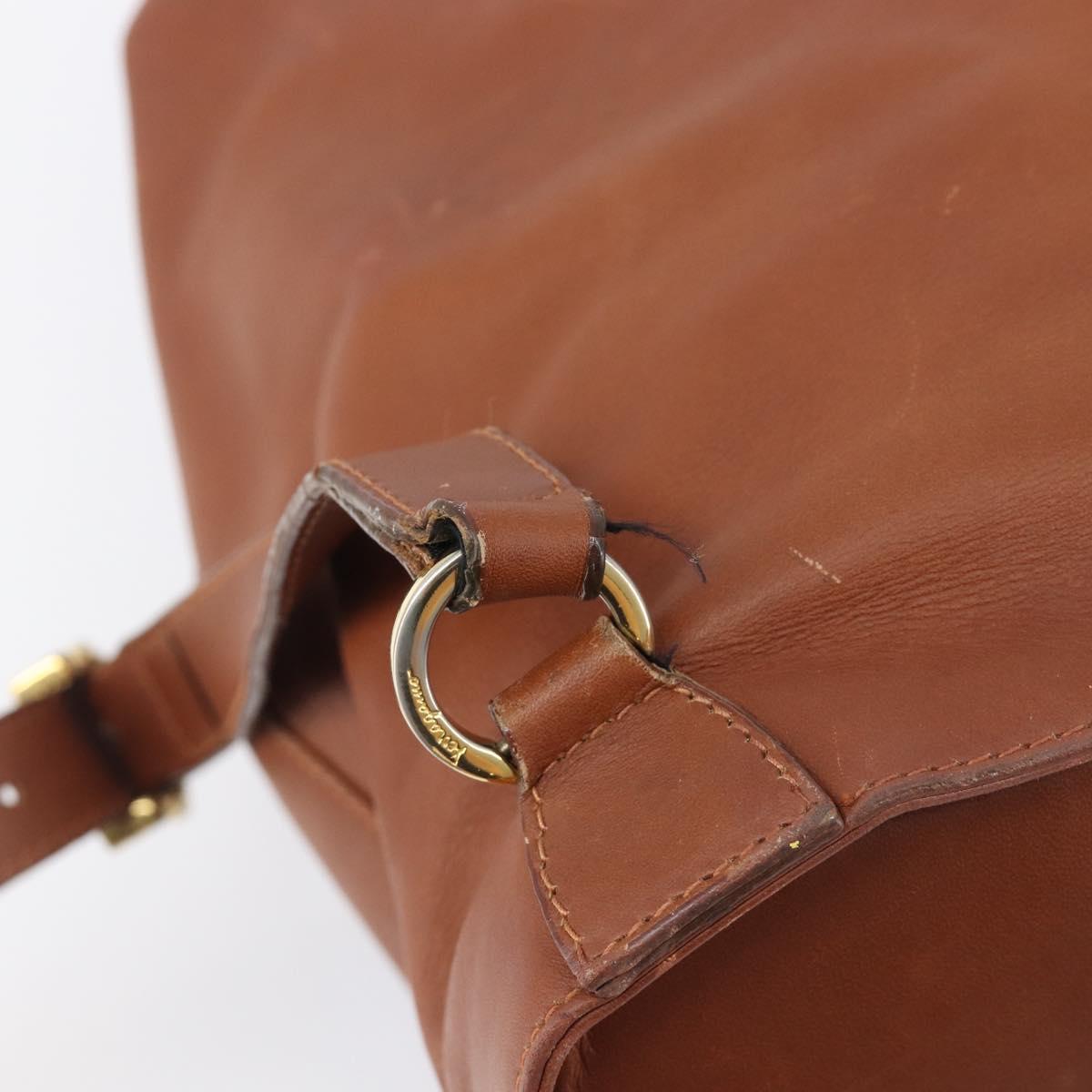 Salvatore Ferragamo Vala Backpack Leather Brown Gold Auth bs37669