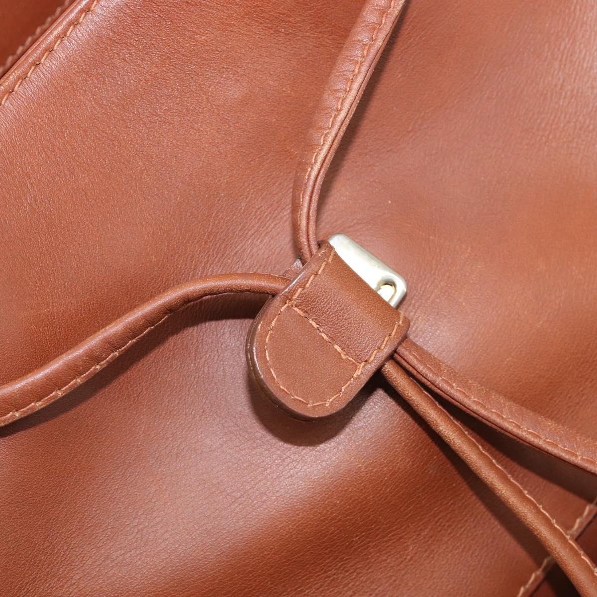 Salvatore Ferragamo Vala Backpack Leather Brown Gold Auth bs37669