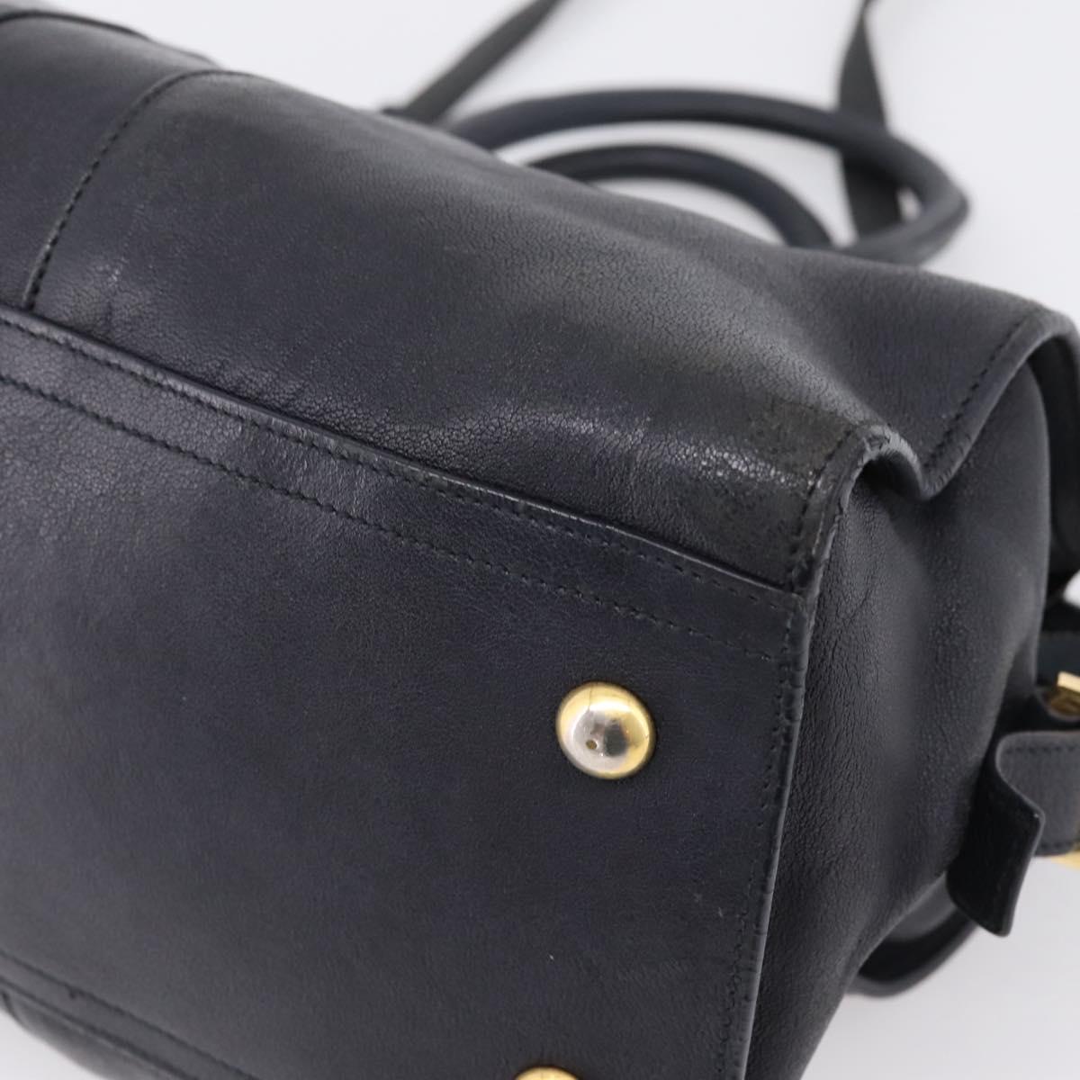 Saint Laurent Cavass Chic Mini Bag Leather 2way Black Gold 370699 Auth bs37674