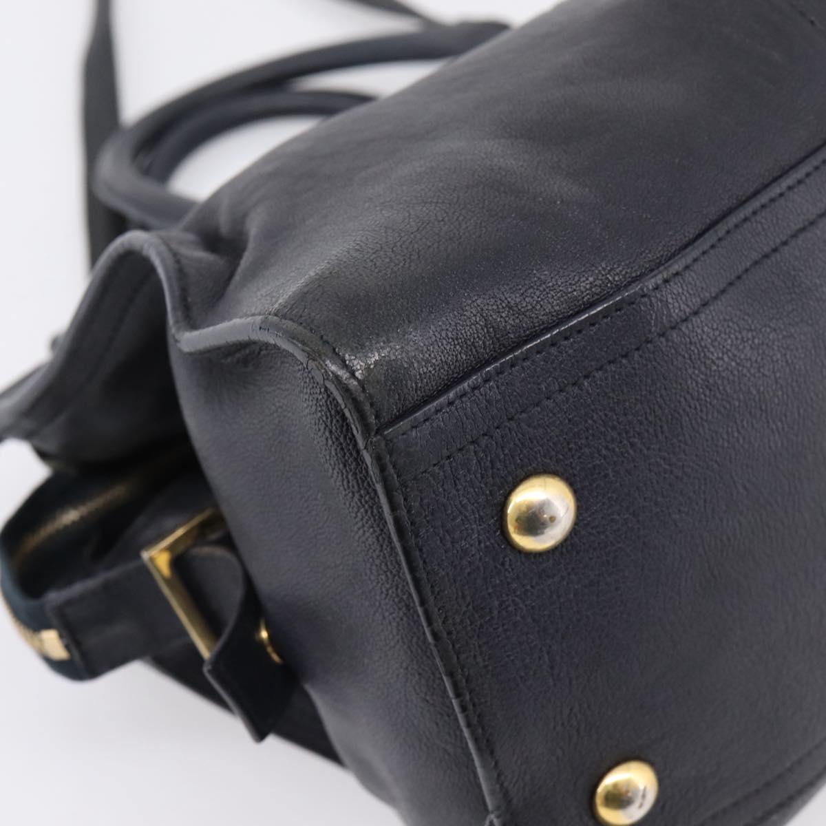Saint Laurent Cavass Chic Mini Bag Leather 2way Black Gold 370699 Auth bs37674