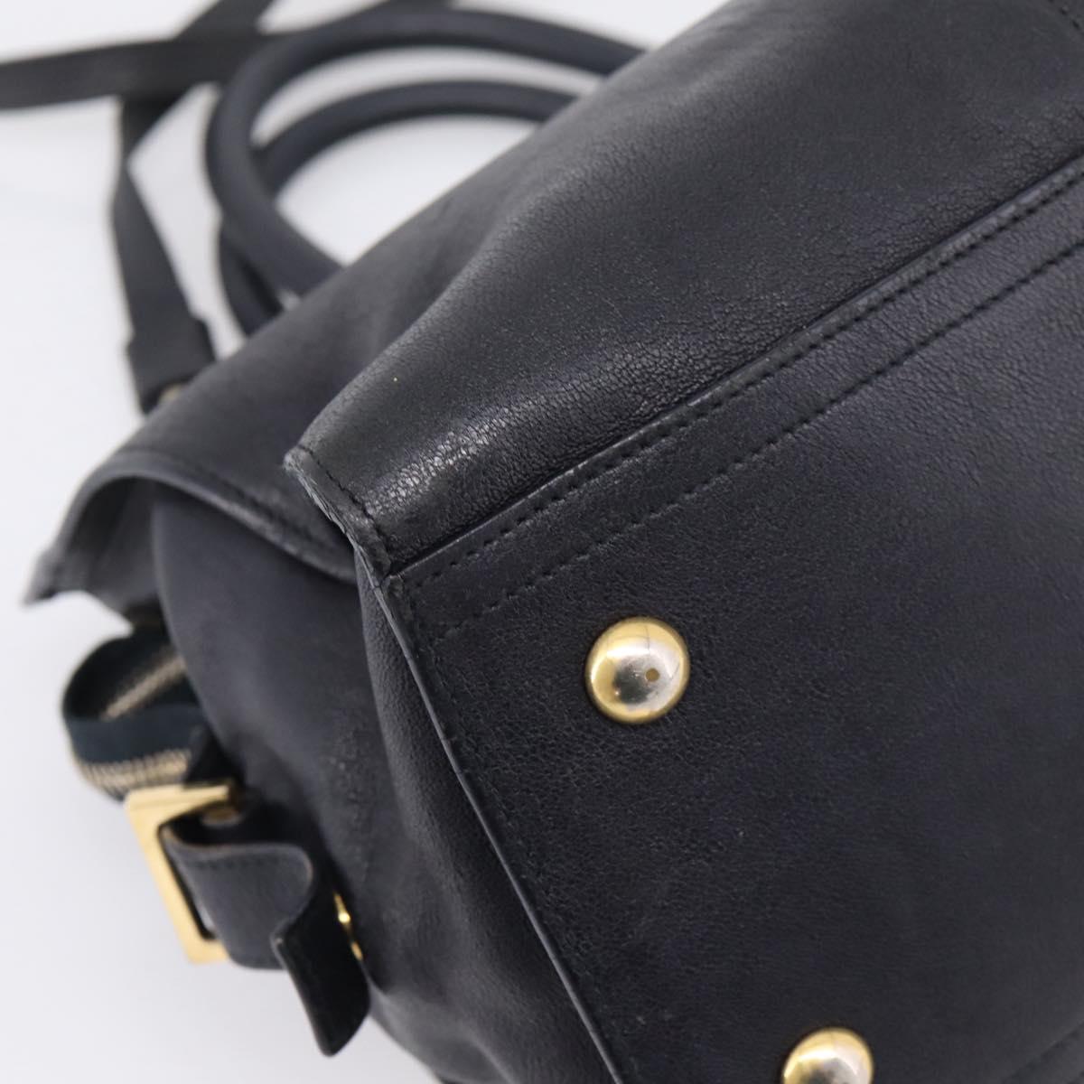 Saint Laurent Cavass Chic Mini Bag Leather 2way Black Gold 370699 Auth bs37674