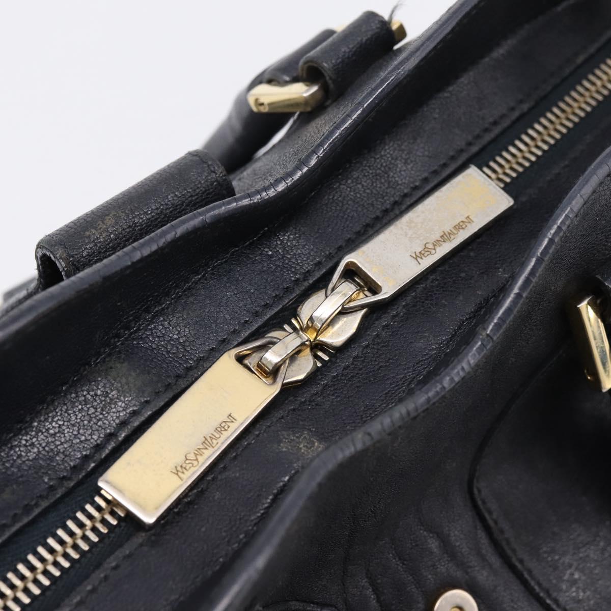 Saint Laurent Cavass Chic Mini Bag Leather 2way Black Gold 370699 Auth bs37674
