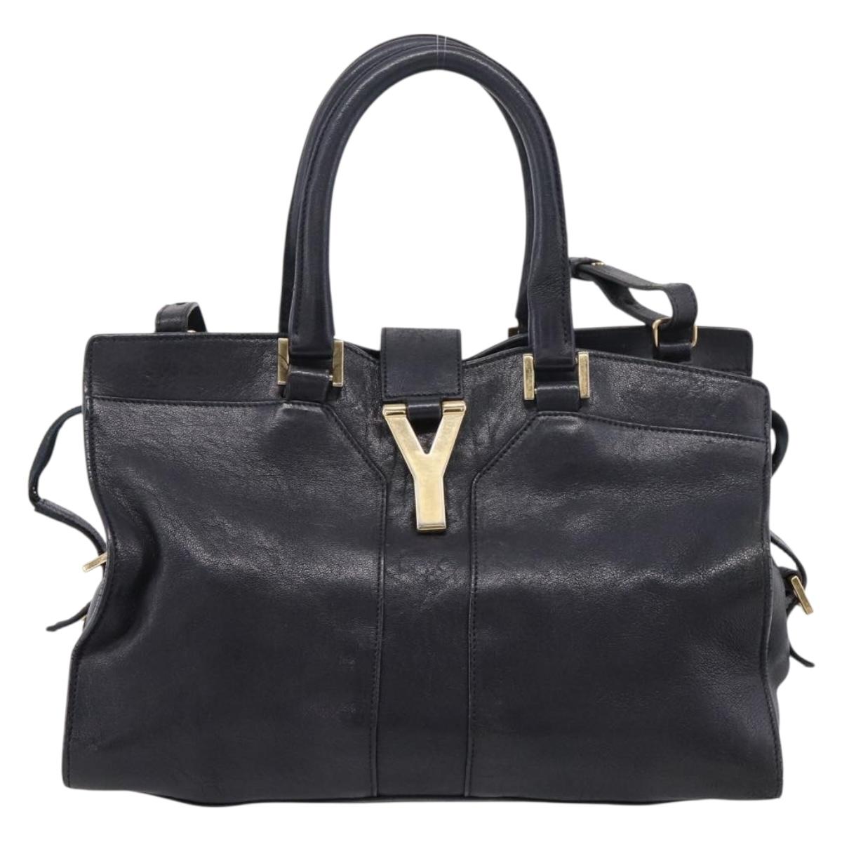 Saint Laurent Cavass Chic Mini Bag Leather 2way Black Gold 370699 Auth bs37674
