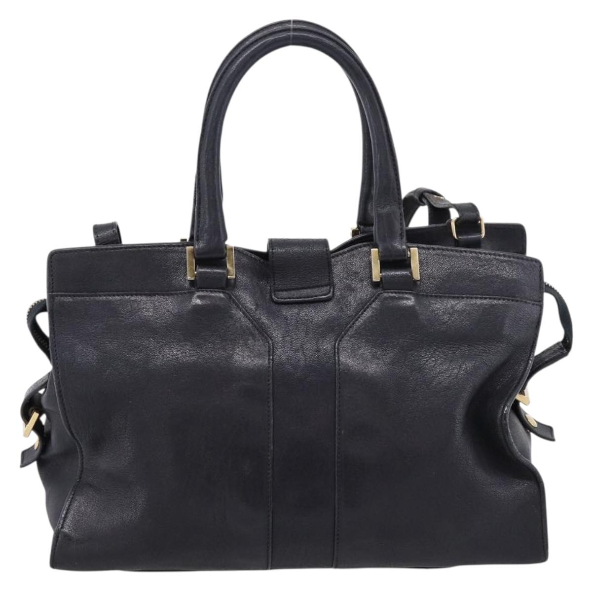 Saint Laurent Cavass Chic Mini Bag Leather 2way Black Gold 370699 Auth bs37674