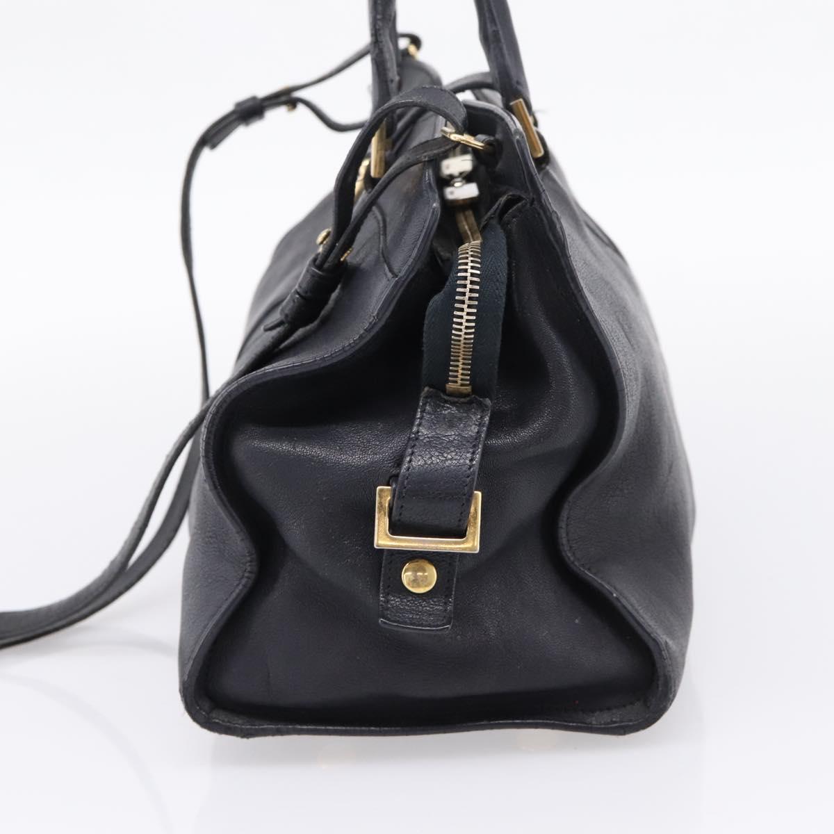 Saint Laurent Cavass Chic Mini Bag Leather 2way Black Gold 370699 Auth bs37674