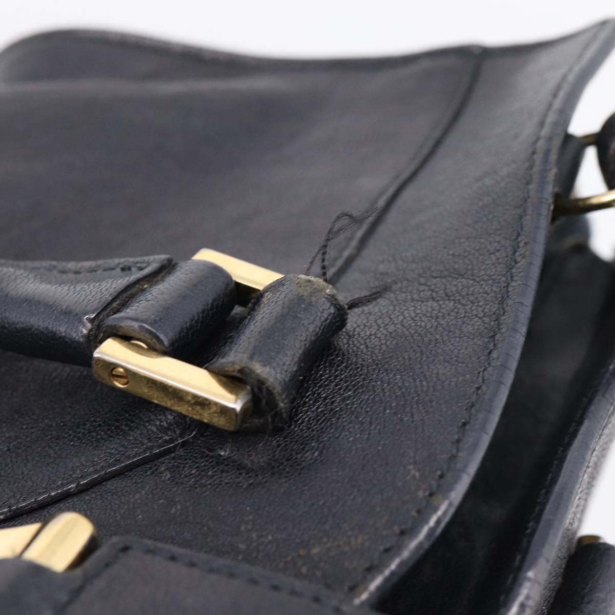 Saint Laurent Cavass Chic Mini Bag Leather 2way Black Gold 370699 Auth bs37674