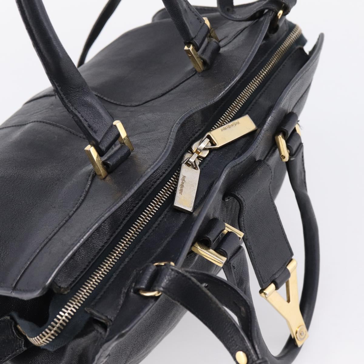 Saint Laurent Cavass Chic Mini Bag Leather 2way Black Gold 370699 Auth bs37674