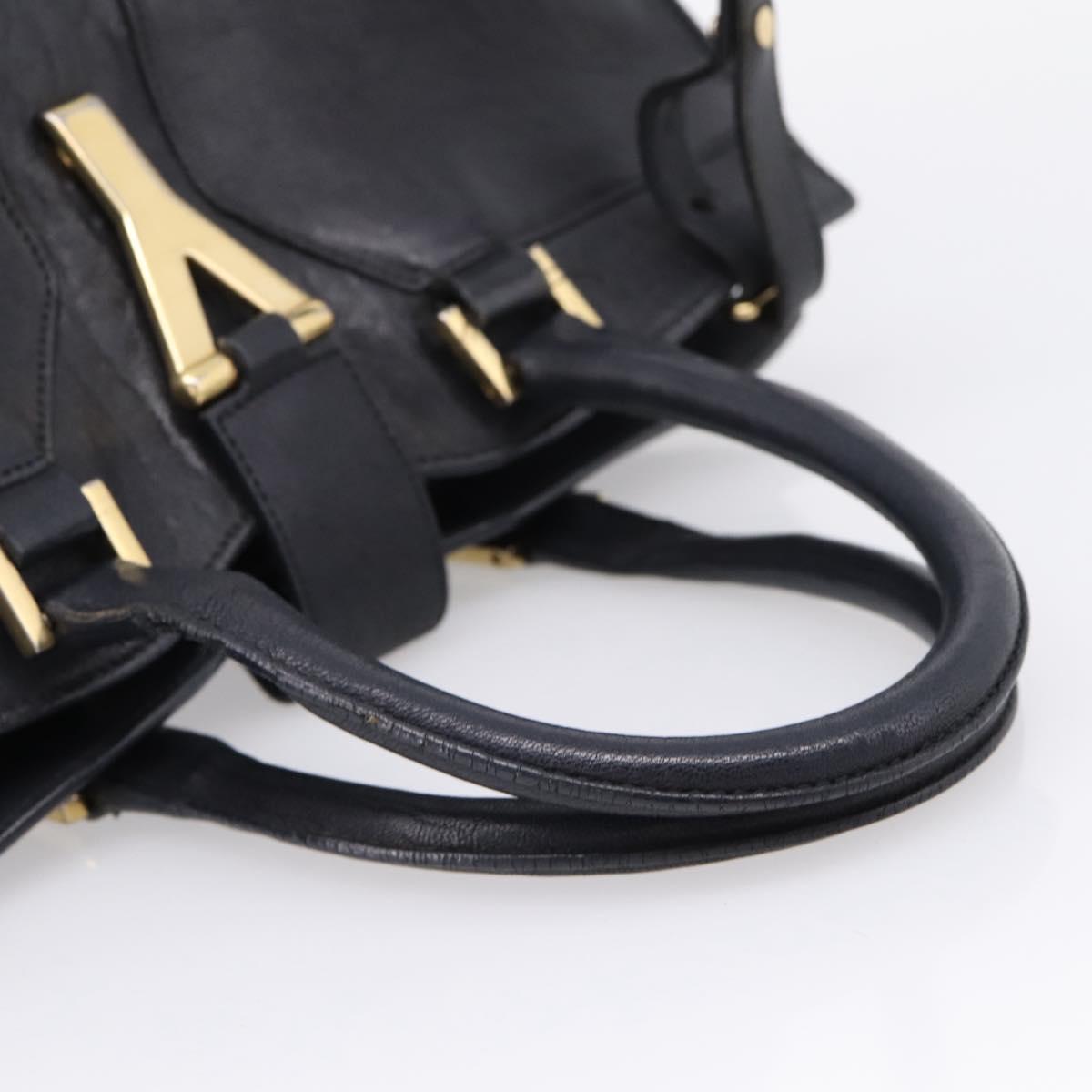 Saint Laurent Cavass Chic Mini Bag Leather 2way Black Gold 370699 Auth bs37674