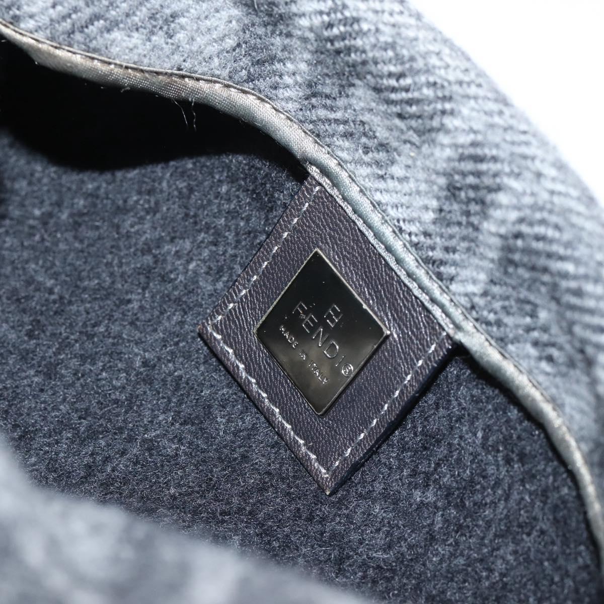 FENDI Mamma Baguette Shoulder Bag Wool Gray Silver Auth bs37675A