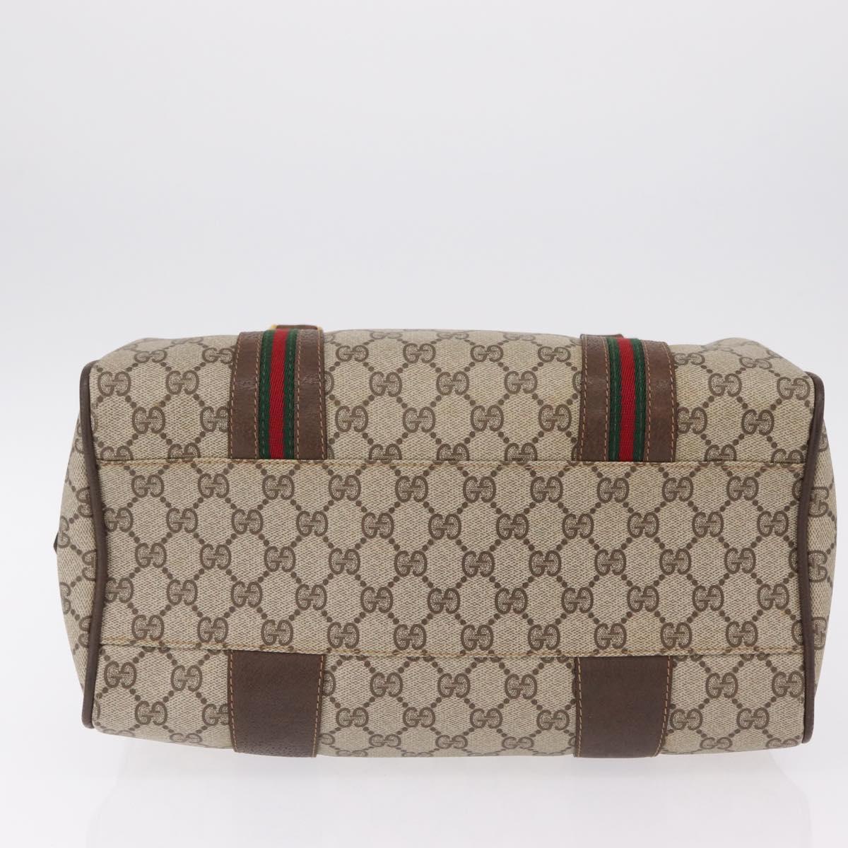 GUCCI GG Supreme Web Sherry Line Bag PVC Beige Gold 002 069 0696 Auth bs37679