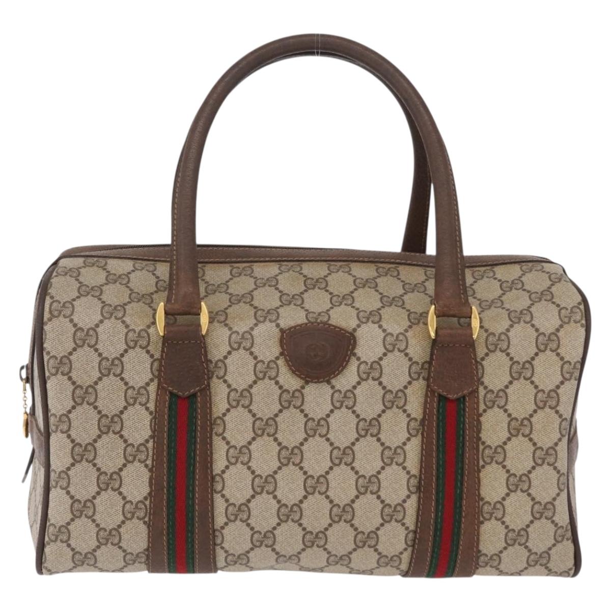 GUCCI GG Supreme Web Sherry Line Bag PVC Beige Gold 002 069 0696 Auth bs37679