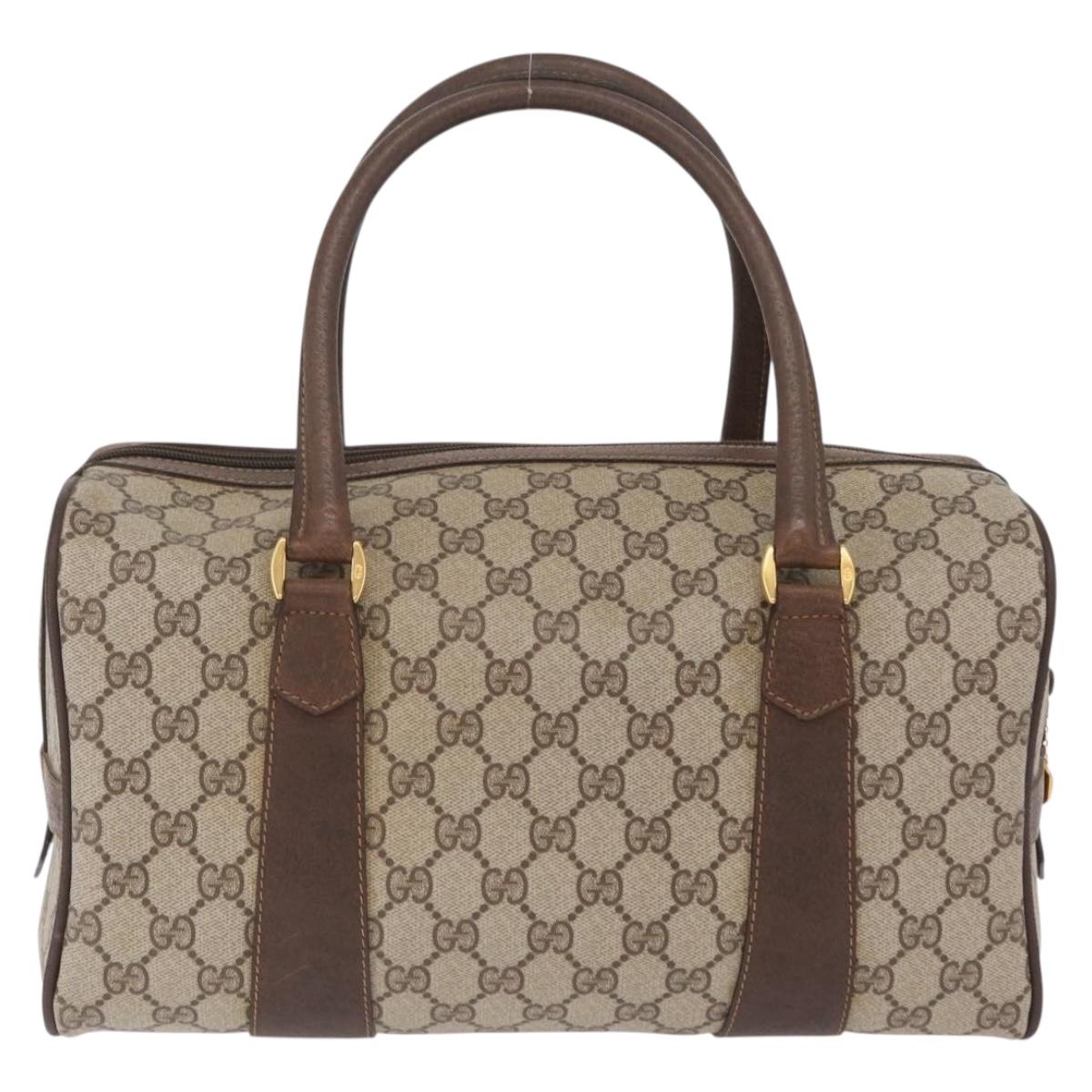 GUCCI GG Supreme Web Sherry Line Bag PVC Beige Gold 002 069 0696 Auth bs37679