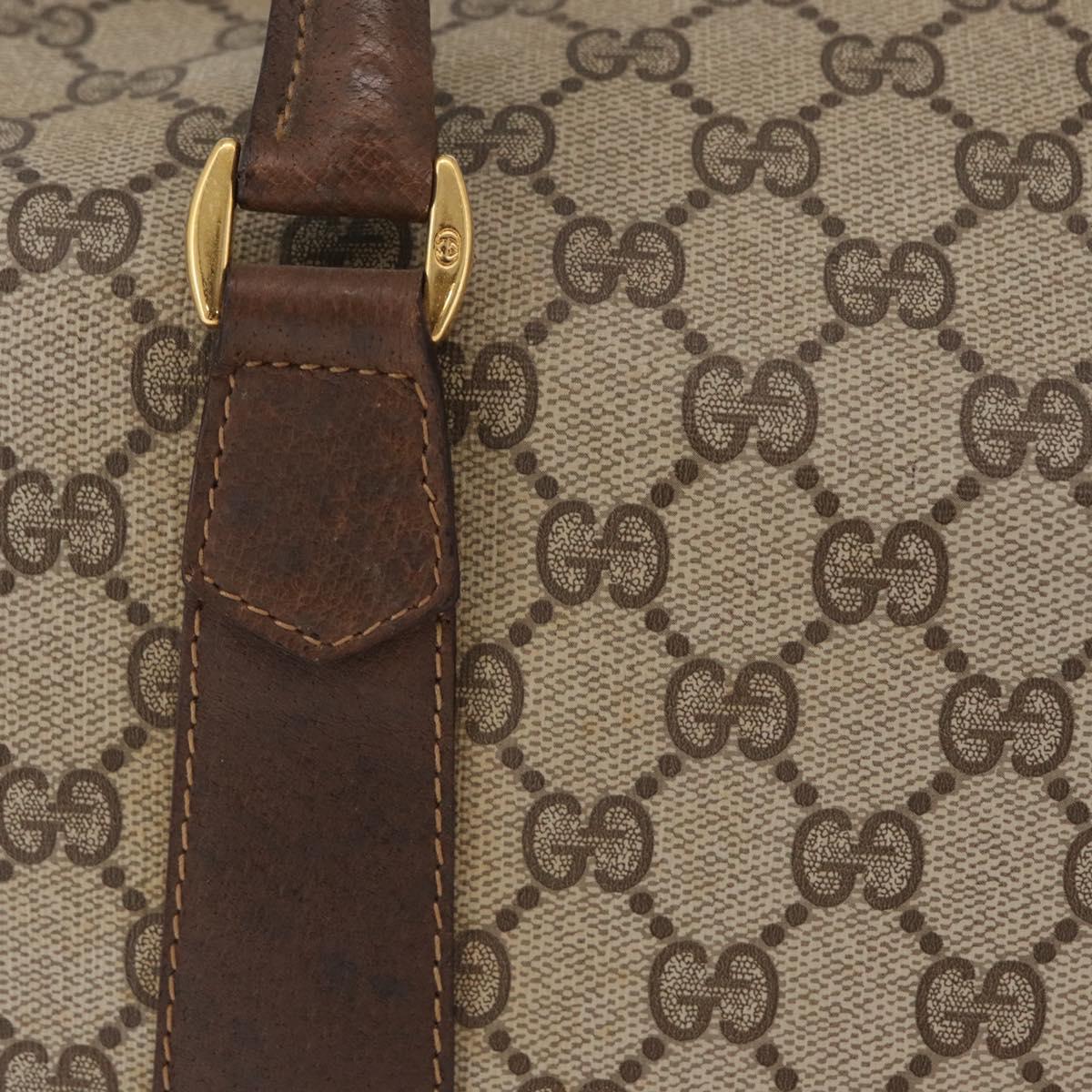 GUCCI GG Supreme Web Sherry Line Bag PVC Beige Gold 002 069 0696 Auth bs37679