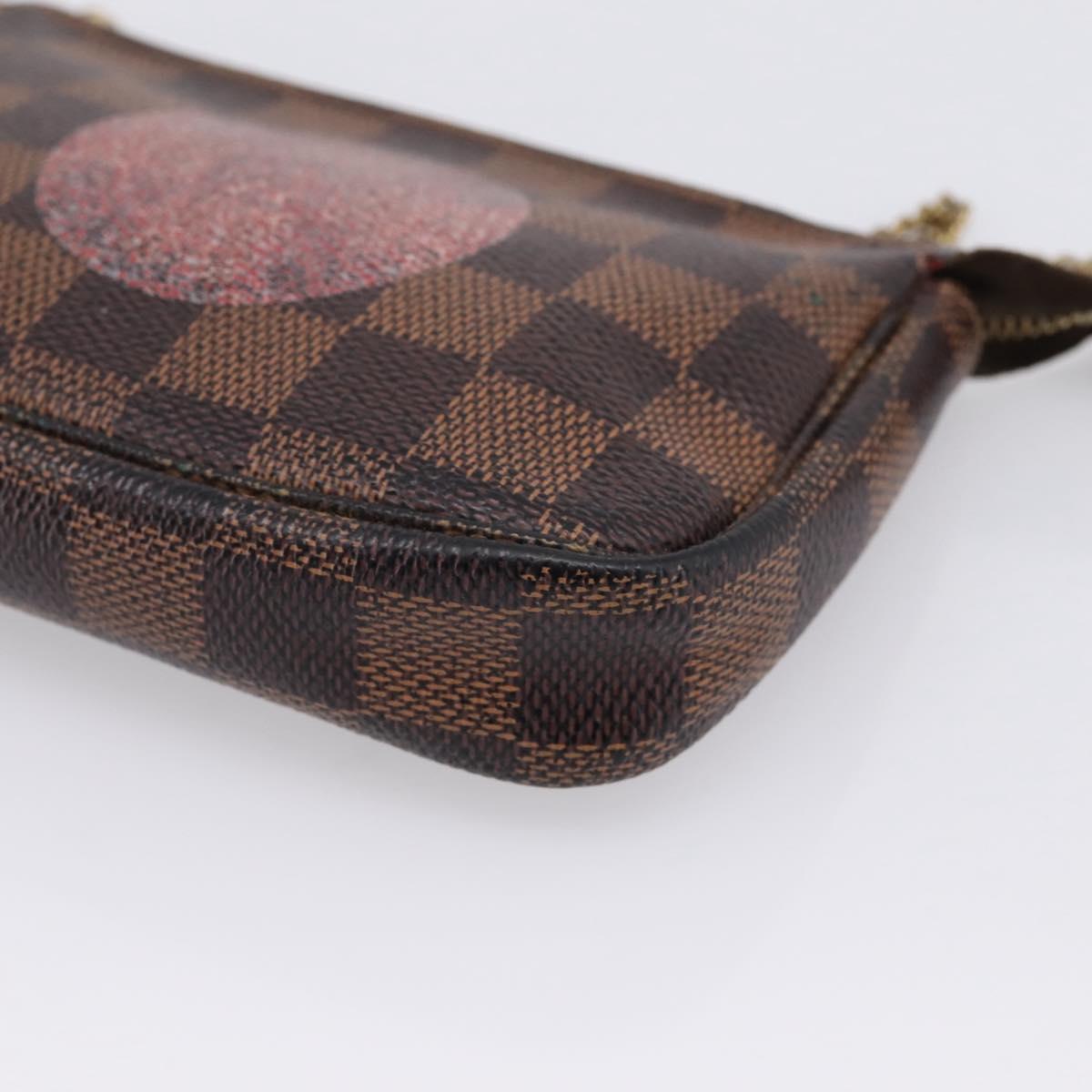 LOUIS VUITTON Damier Ebene T&B Mini Pochette Accessoires N58011 LV Auth bs37681